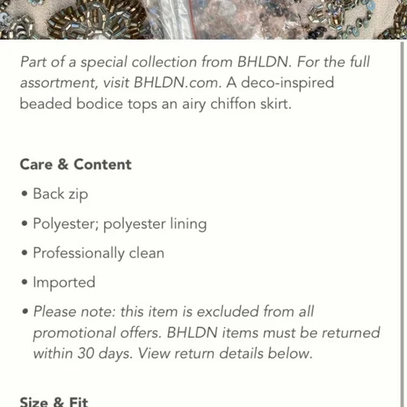 NEW BHLDN Mischa Dress Size 10 Gown Beaded Wedding Guest Maxi - Picture 4 of 11